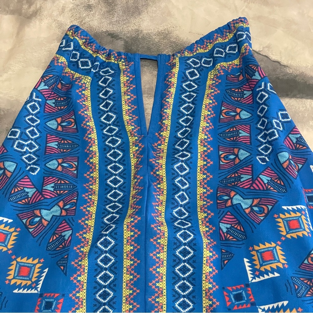 Flying Tomato Orange and Blue Halter Maxi Dress